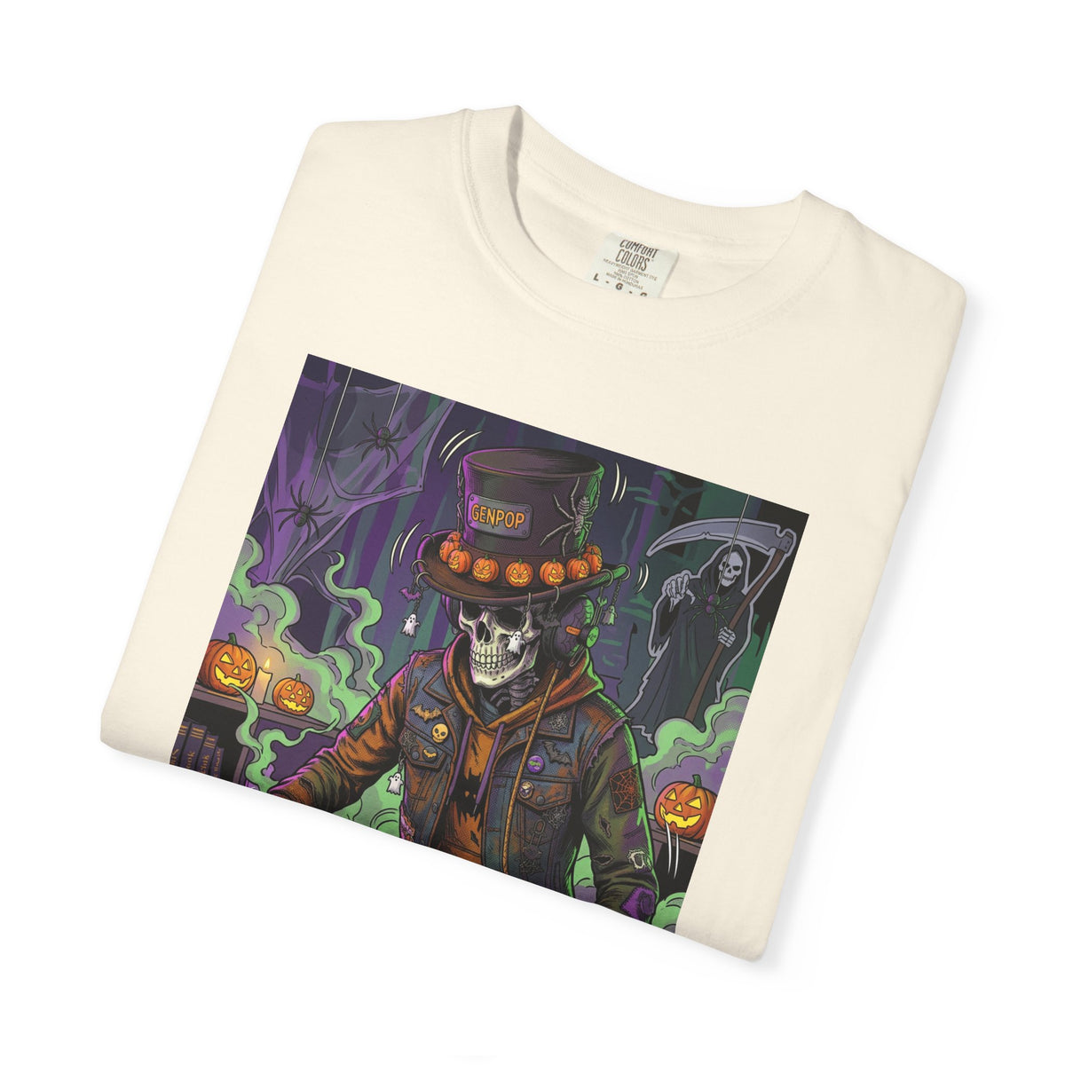 Skeleton DJ Halloween T-Shirt | Spooky Vibes, Pumpkin Lights