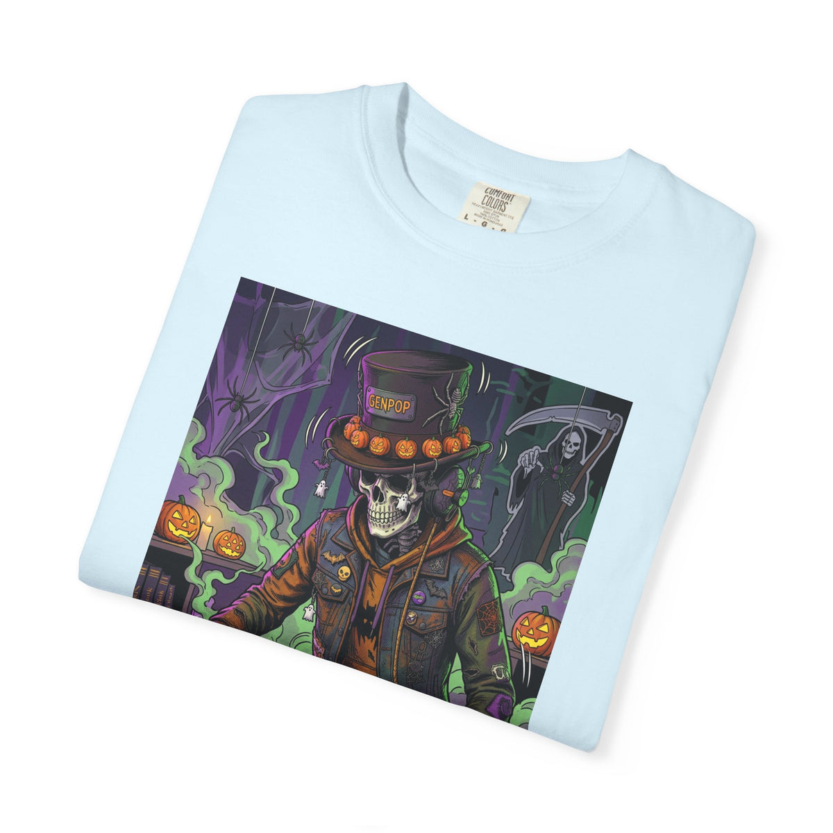 Skeleton DJ Halloween T-Shirt | Spooky Vibes, Pumpkin Lights