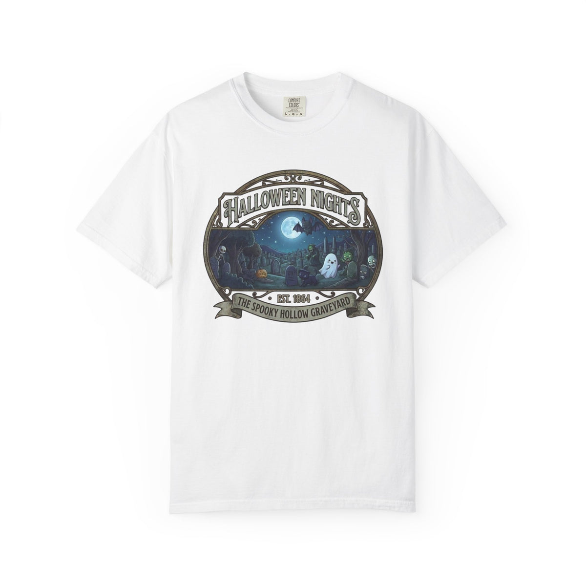 Halloween Nights Haunted Forest Ghosts T-shirt | Spooky Moonlit Design