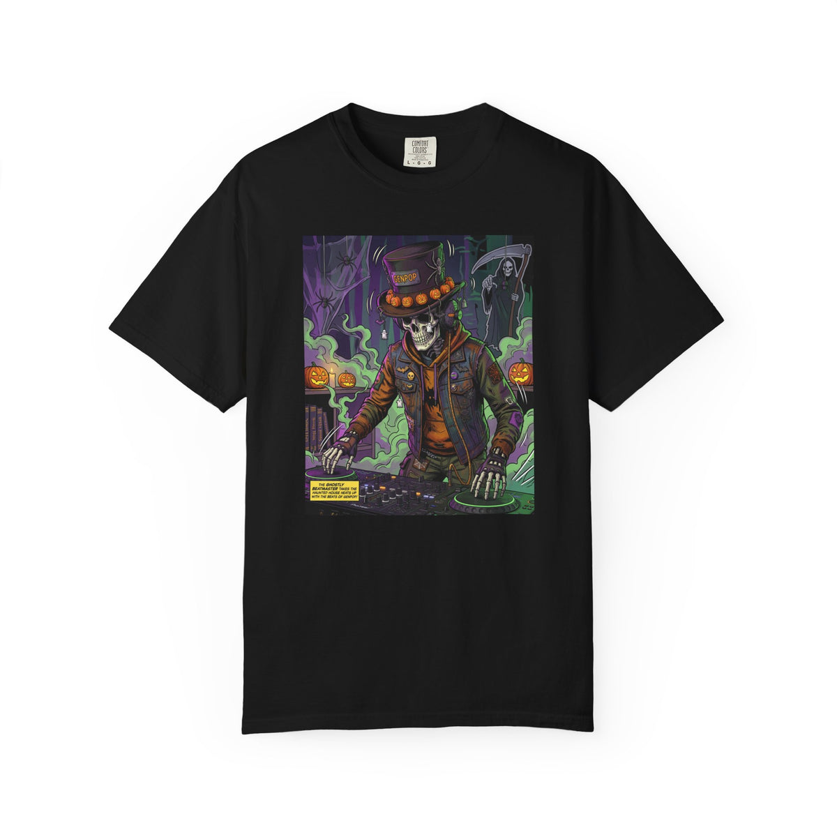 Skeleton DJ Halloween T-Shirt | Spooky Vibes, Pumpkin Lights