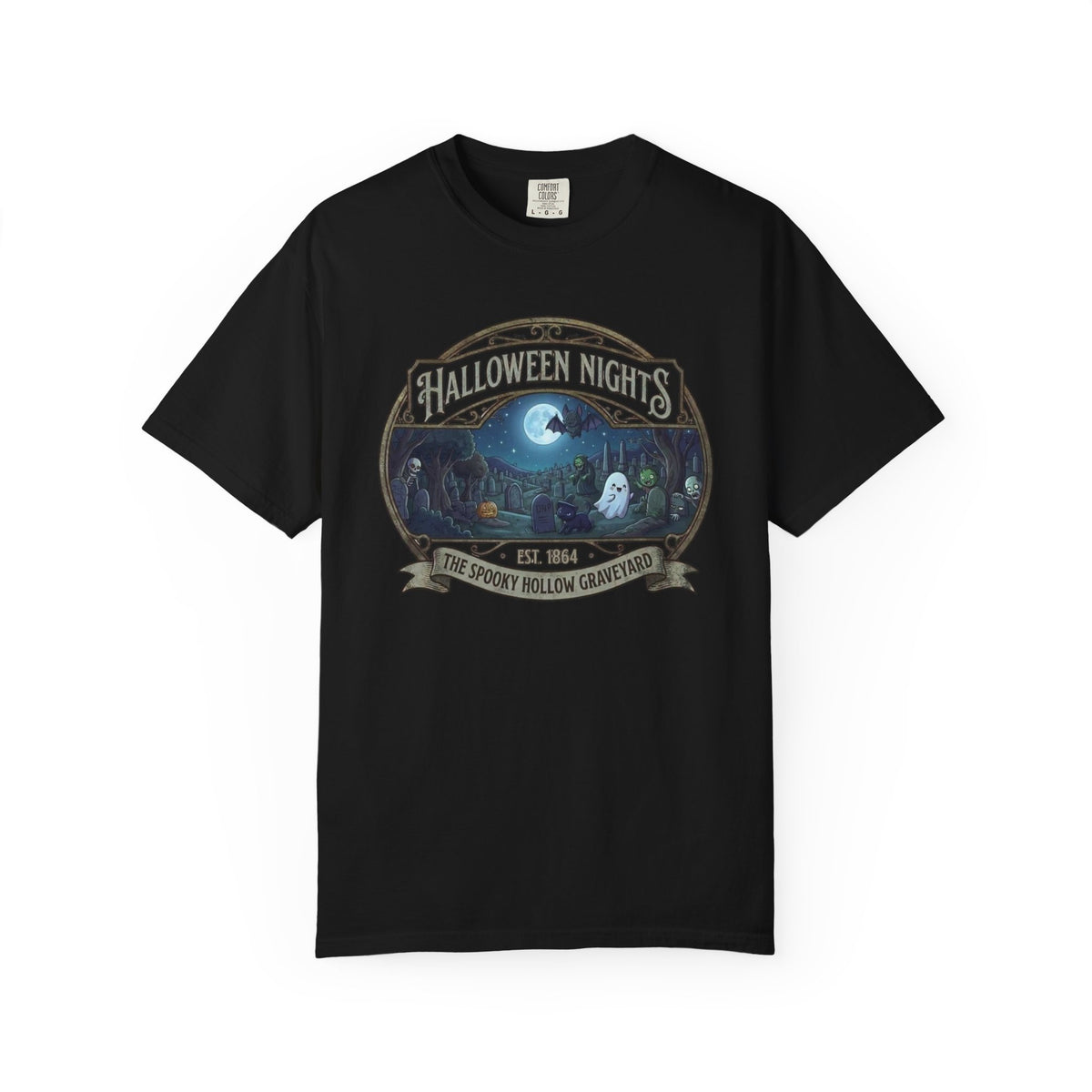 Halloween Nights Haunted Forest Ghosts T-shirt | Spooky Moonlit Design