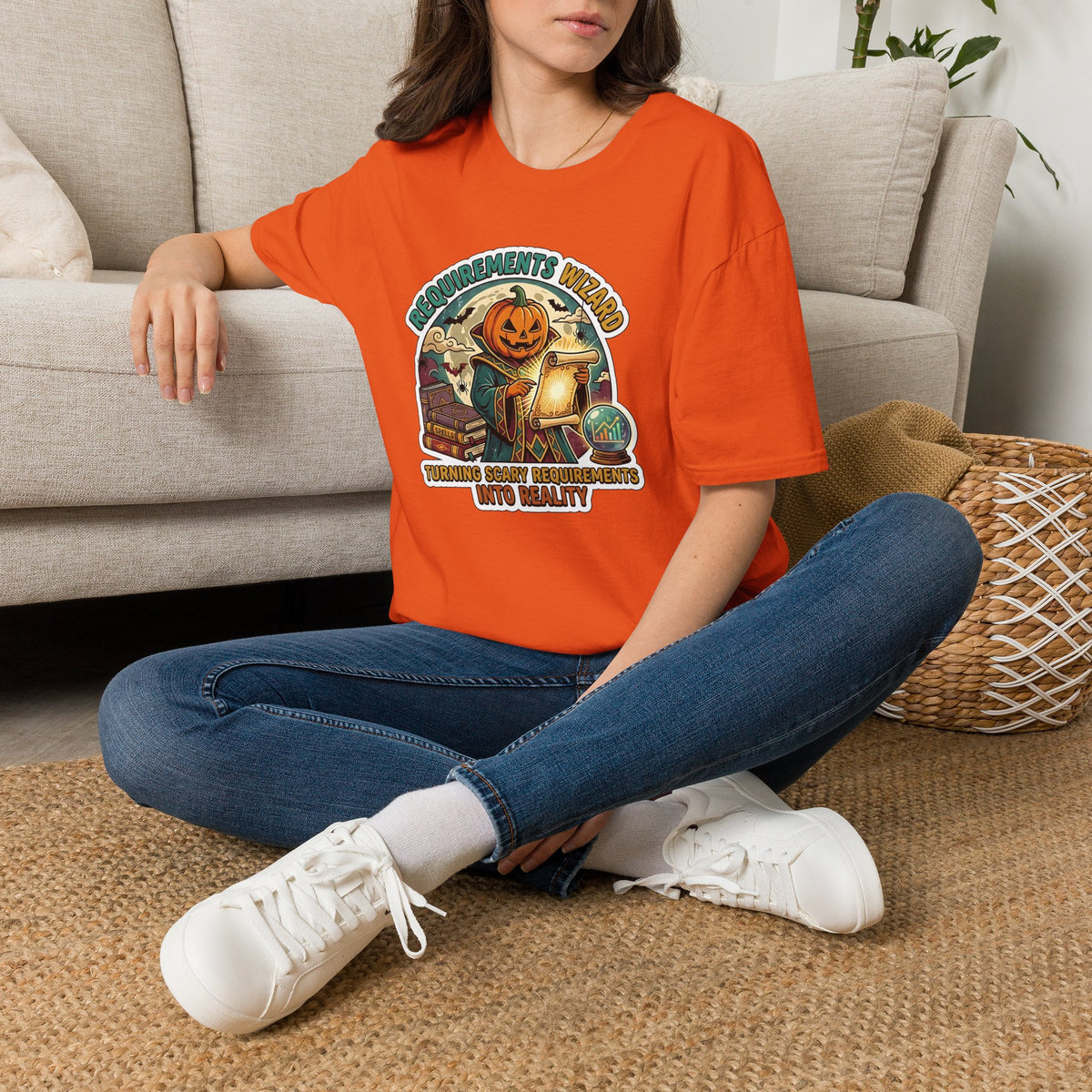 Requirements Wizard T-Shirt | Pumpkin Head Wizard Halloween Illustration