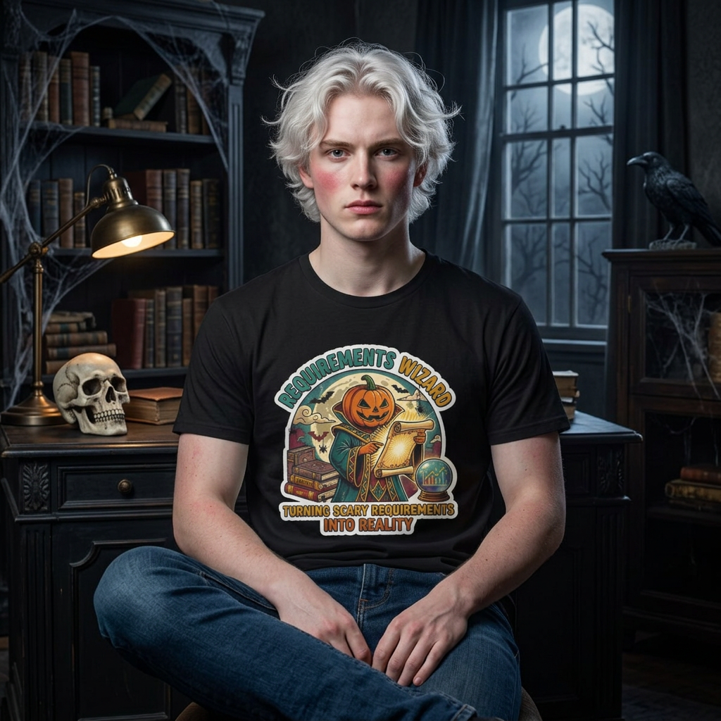 Requirements Wizard T-Shirt | Pumpkin Head Wizard Halloween Illustration
