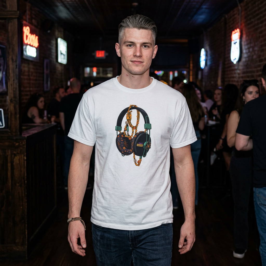 Halloween Headphones T-shirt | Retro Audio Graphic Tee