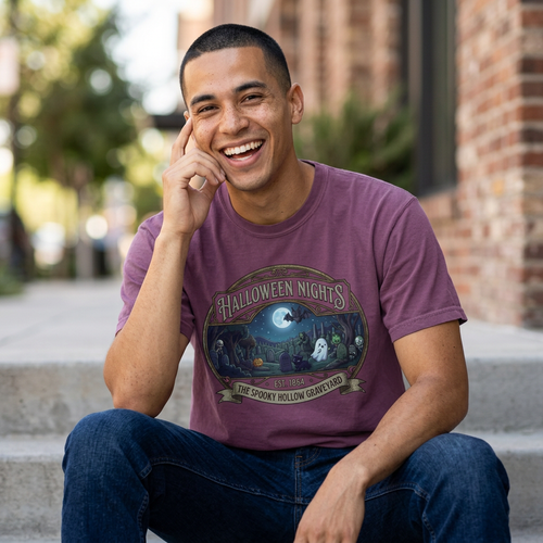 Halloween Nights Haunted Forest Ghosts T-shirt | Spooky Moonlit Design