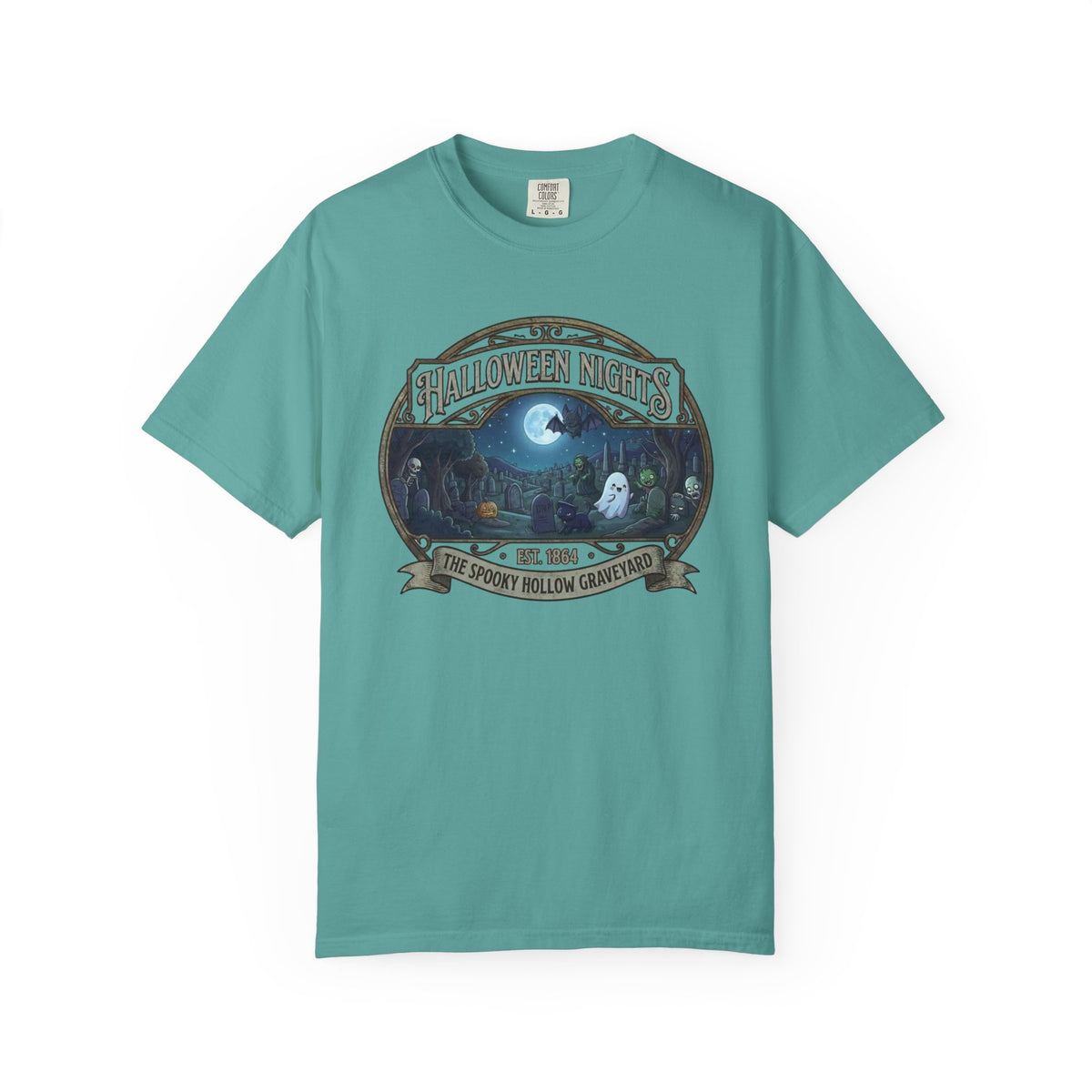 Halloween Nights Haunted Forest Ghosts T-shirt | Spooky Moonlit Design