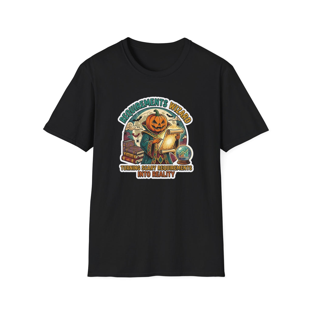 Requirements Wizard T-Shirt | Pumpkin Head Wizard Halloween Illustration