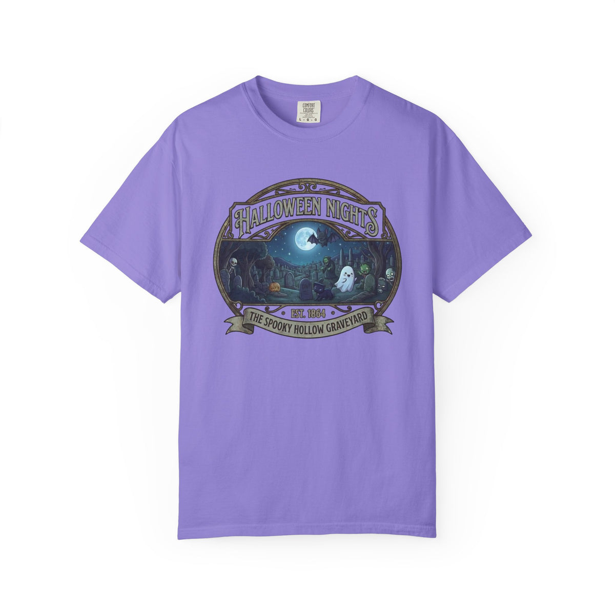 Halloween Nights Haunted Forest Ghosts T-shirt | Spooky Moonlit Design