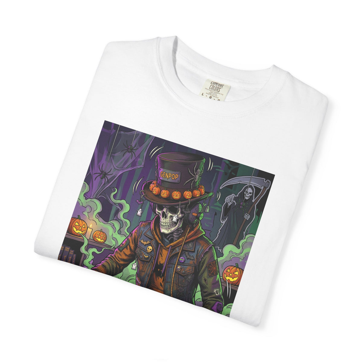 Skeleton DJ Halloween T-Shirt | Spooky Vibes, Pumpkin Lights