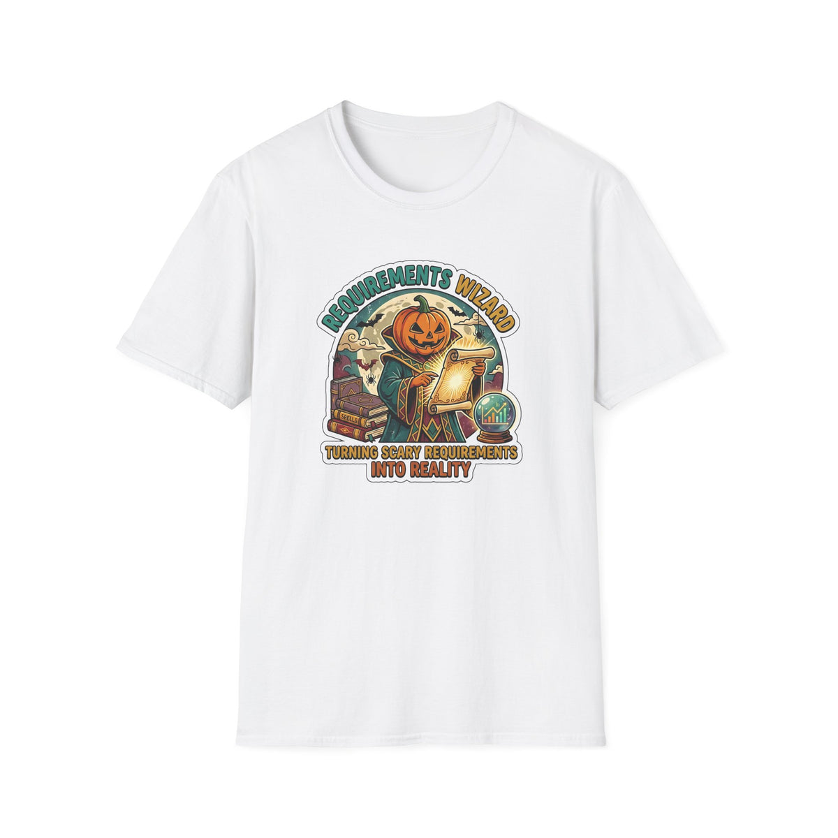 Requirements Wizard T-Shirt | Pumpkin Head Wizard Halloween Illustration
