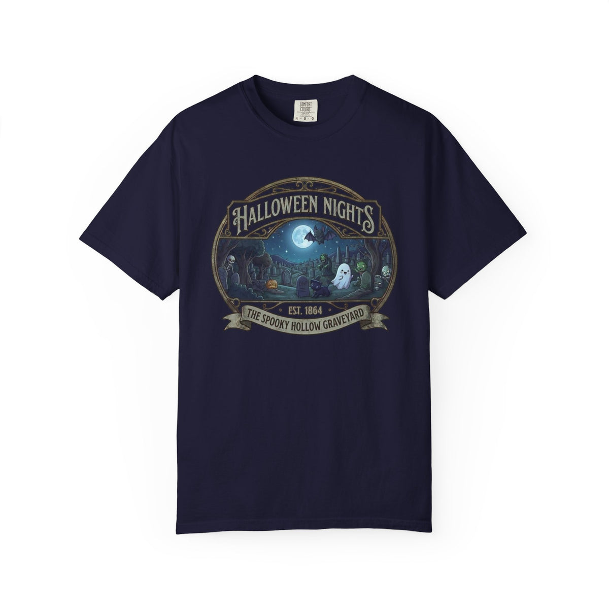 Halloween Nights Haunted Forest Ghosts T-shirt | Spooky Moonlit Design