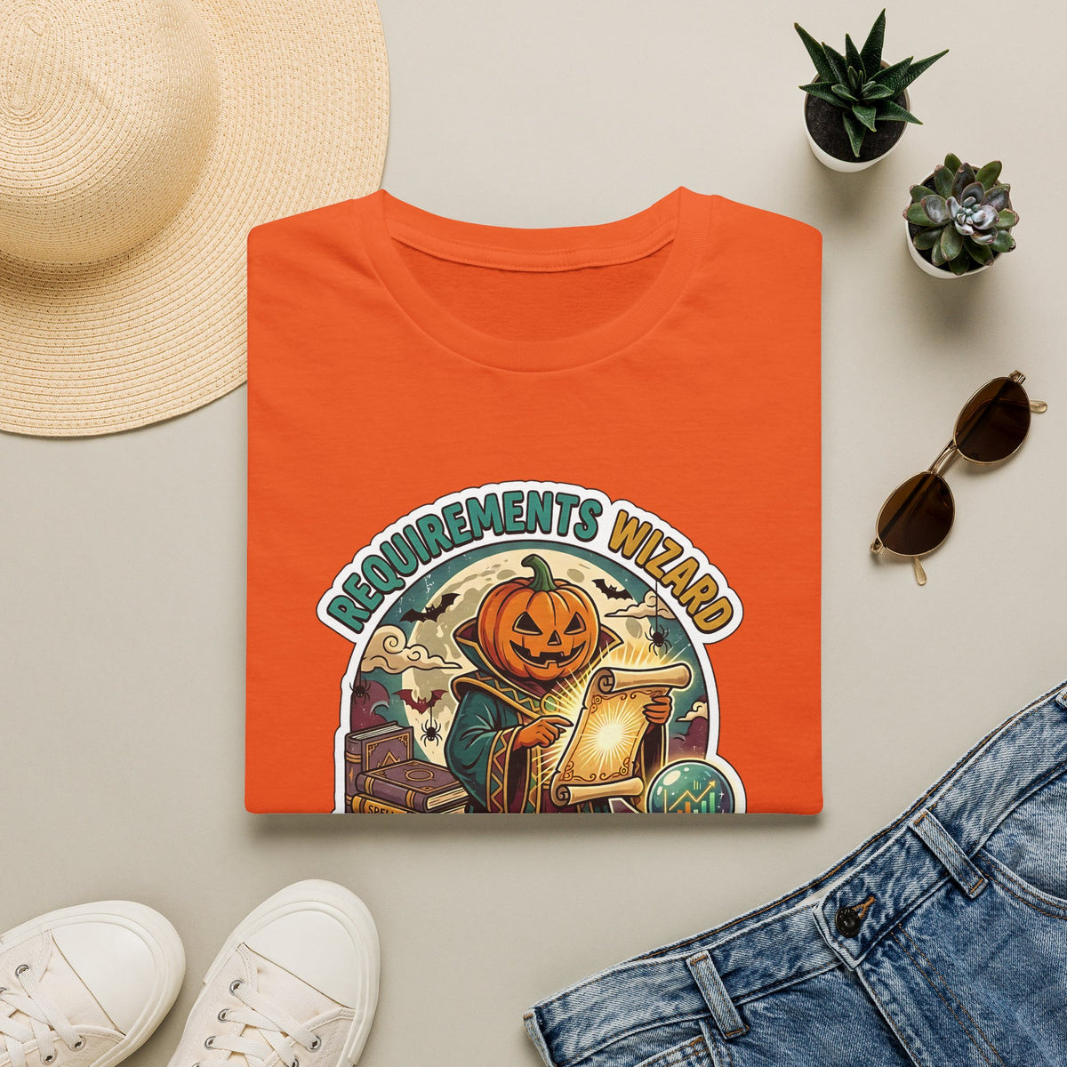Requirements Wizard T-Shirt | Pumpkin Head Wizard Halloween Illustration
