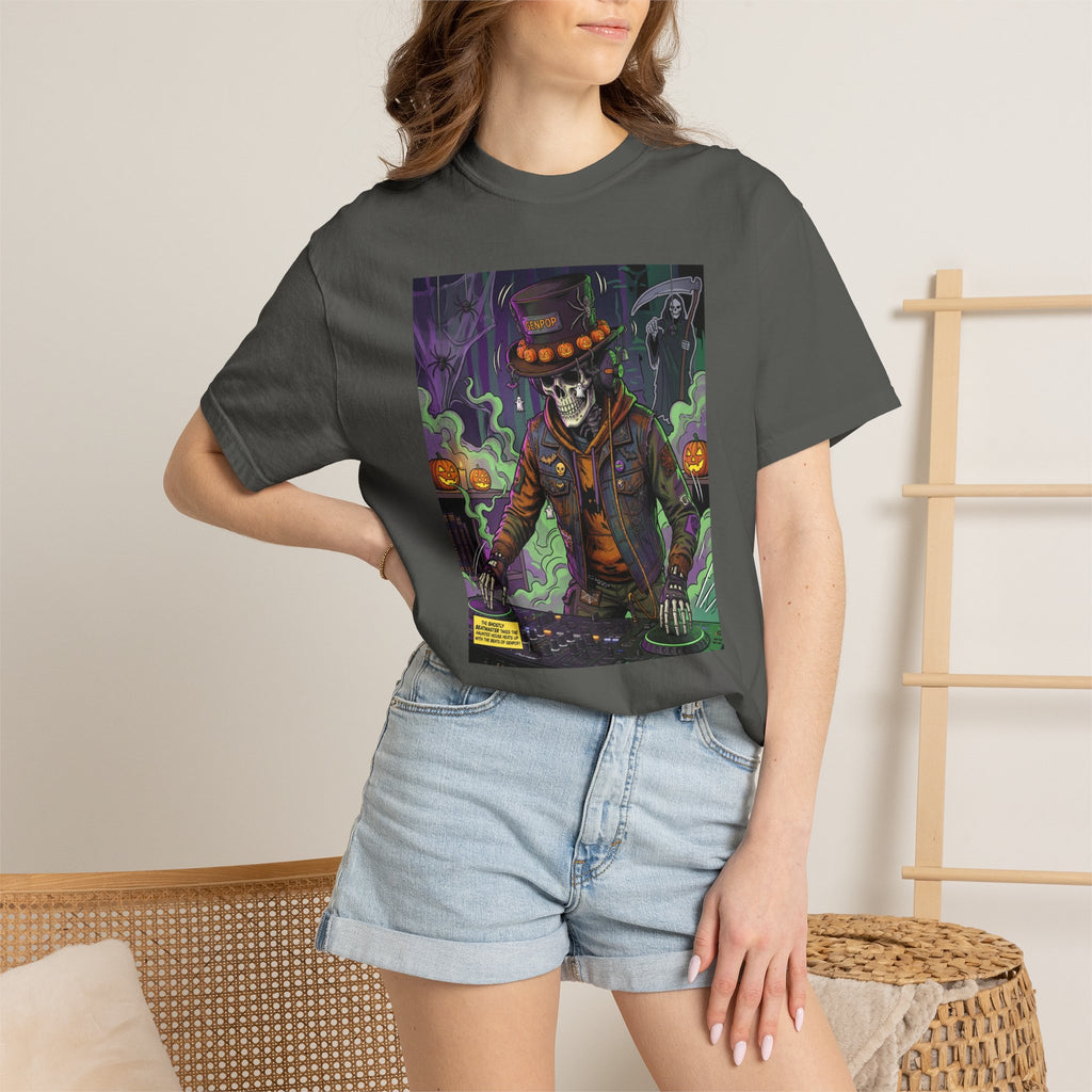 Skeleton DJ Halloween T-Shirt | Spooky Vibes, Pumpkin Lights