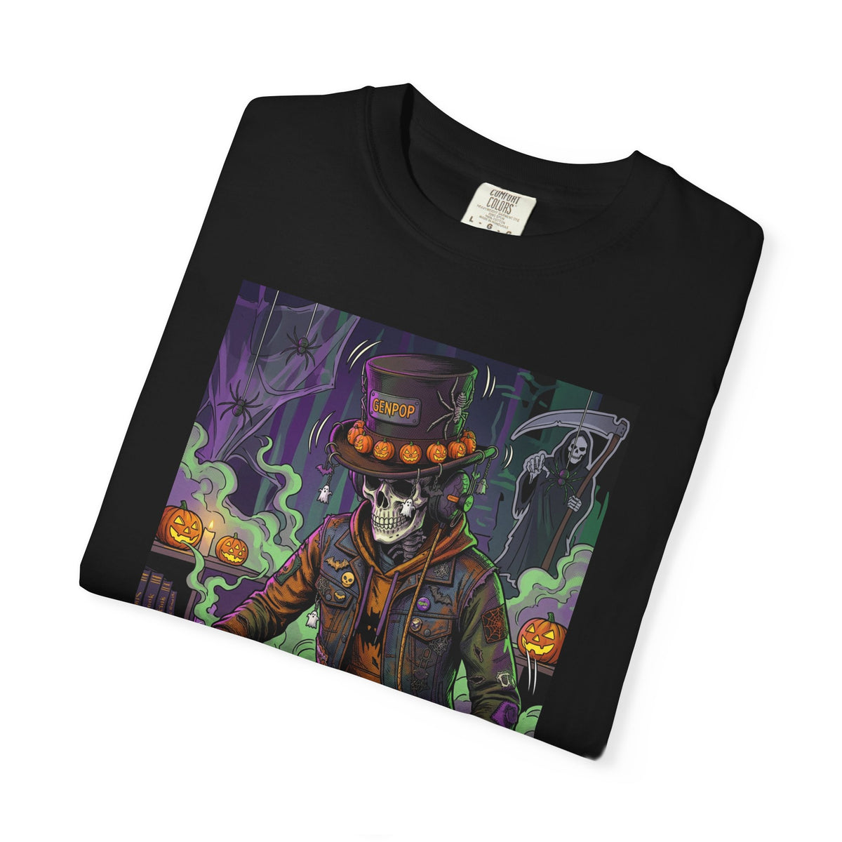 Skeleton DJ Halloween T-Shirt | Spooky Vibes, Pumpkin Lights