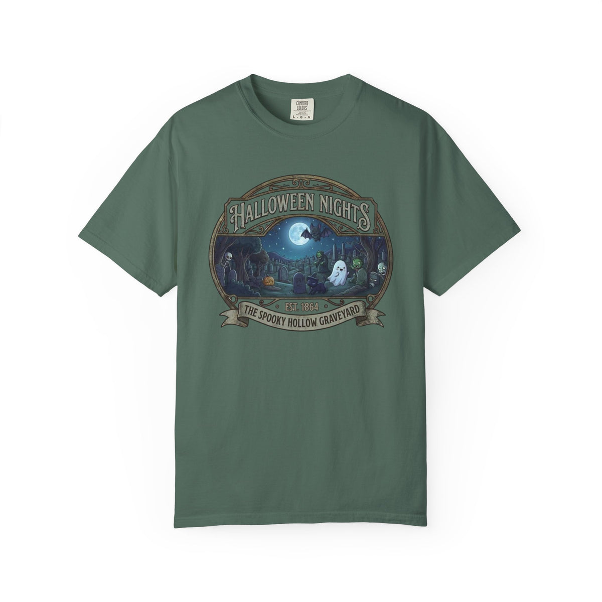 Halloween Nights Haunted Forest Ghosts T-shirt | Spooky Moonlit Design
